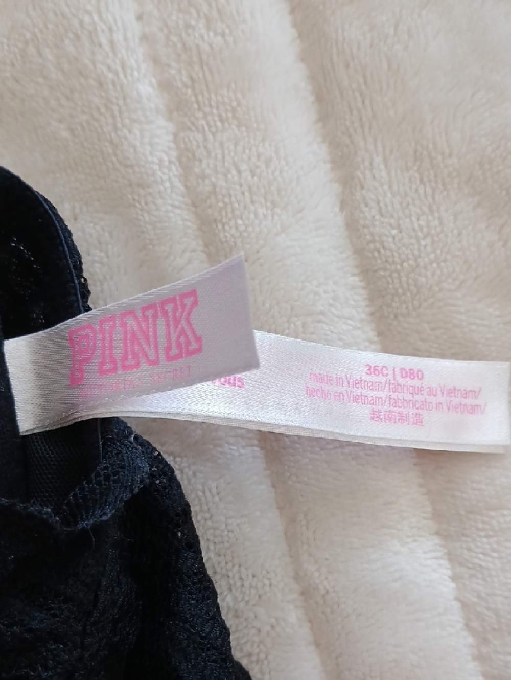 PINK Lace Racerback Push-Up Bra - Black - Picture 2 of 6